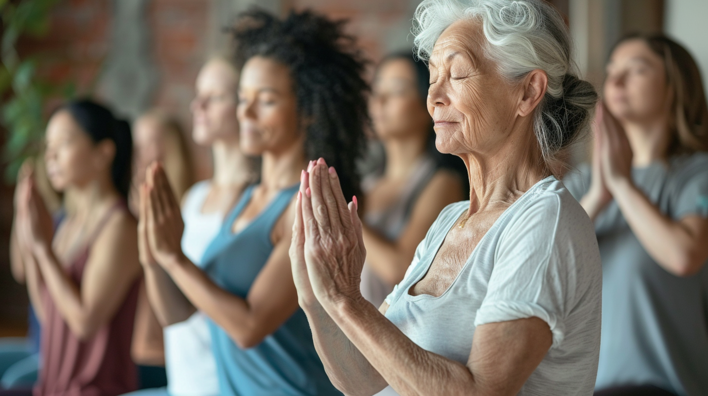 Jóga v přírodě - žena medituje v lotosu